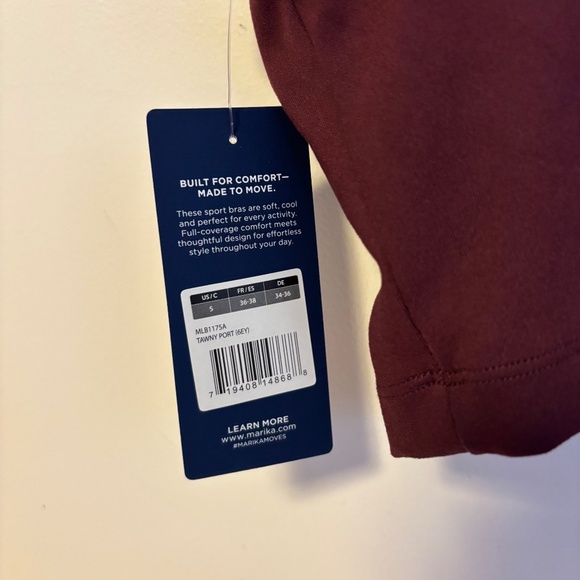 Marika Keyhole Cut Out Rose Sports Bra Removable Pads Maroon Red Womens S NWT - Picture 5 of 6